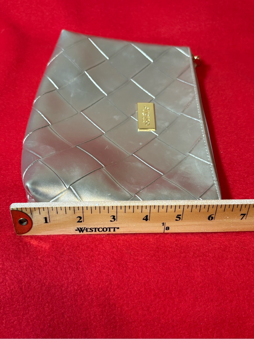 Shiseido Ginza Tokyo Gold Metallic Weaved Zipper Pouch w/ Wristlet Strap 10x4” - Picture 11 of 12